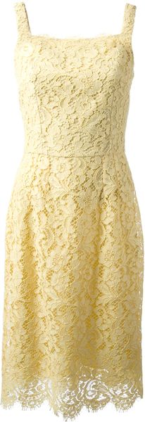 Dolce & Gabbana Floral Lace Dress in Yellow (yellow & orange) | Lyst