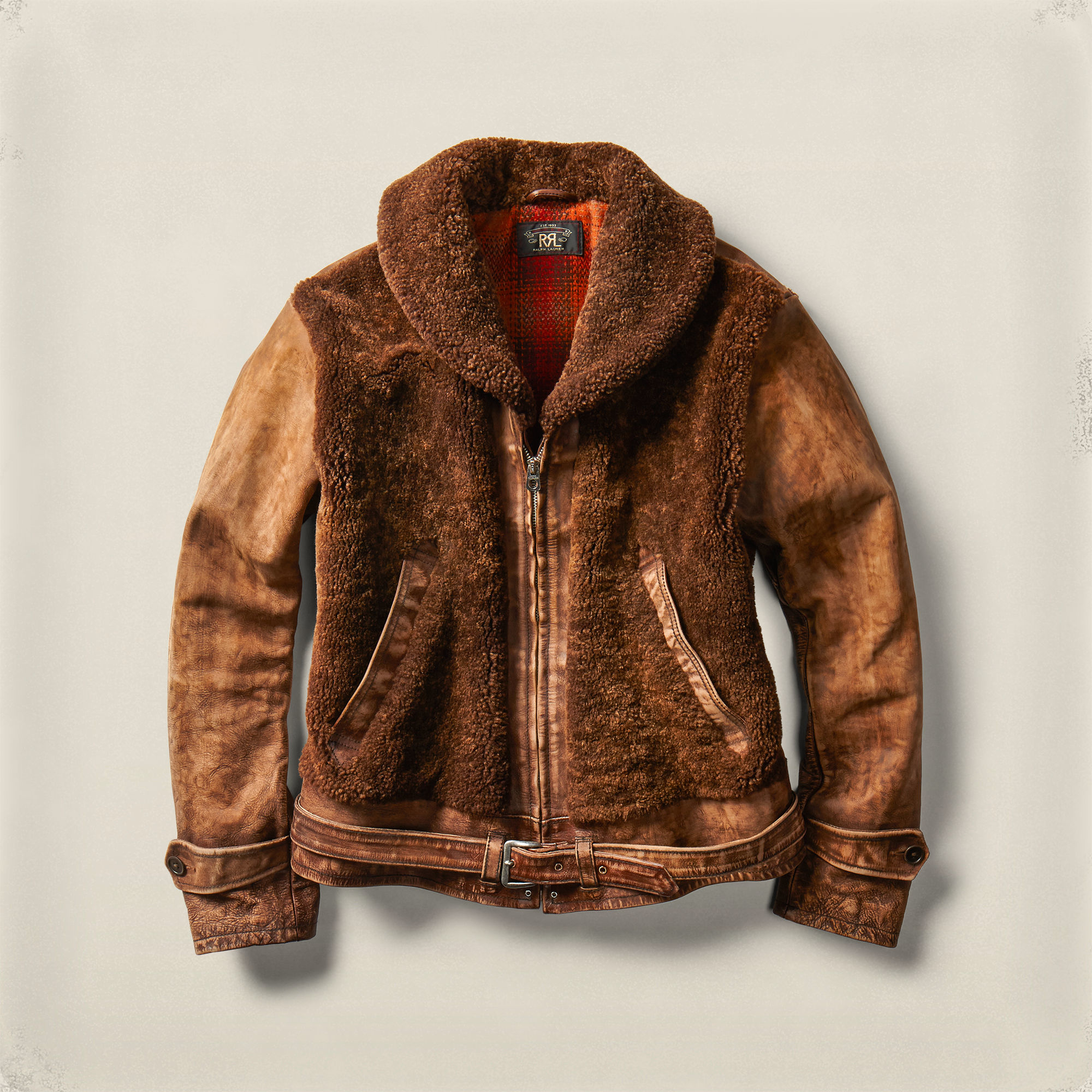 Rrl Shearling Leather Shawl Jacket In Brown For Men Lyst Gallery Men S Velvet Jackets