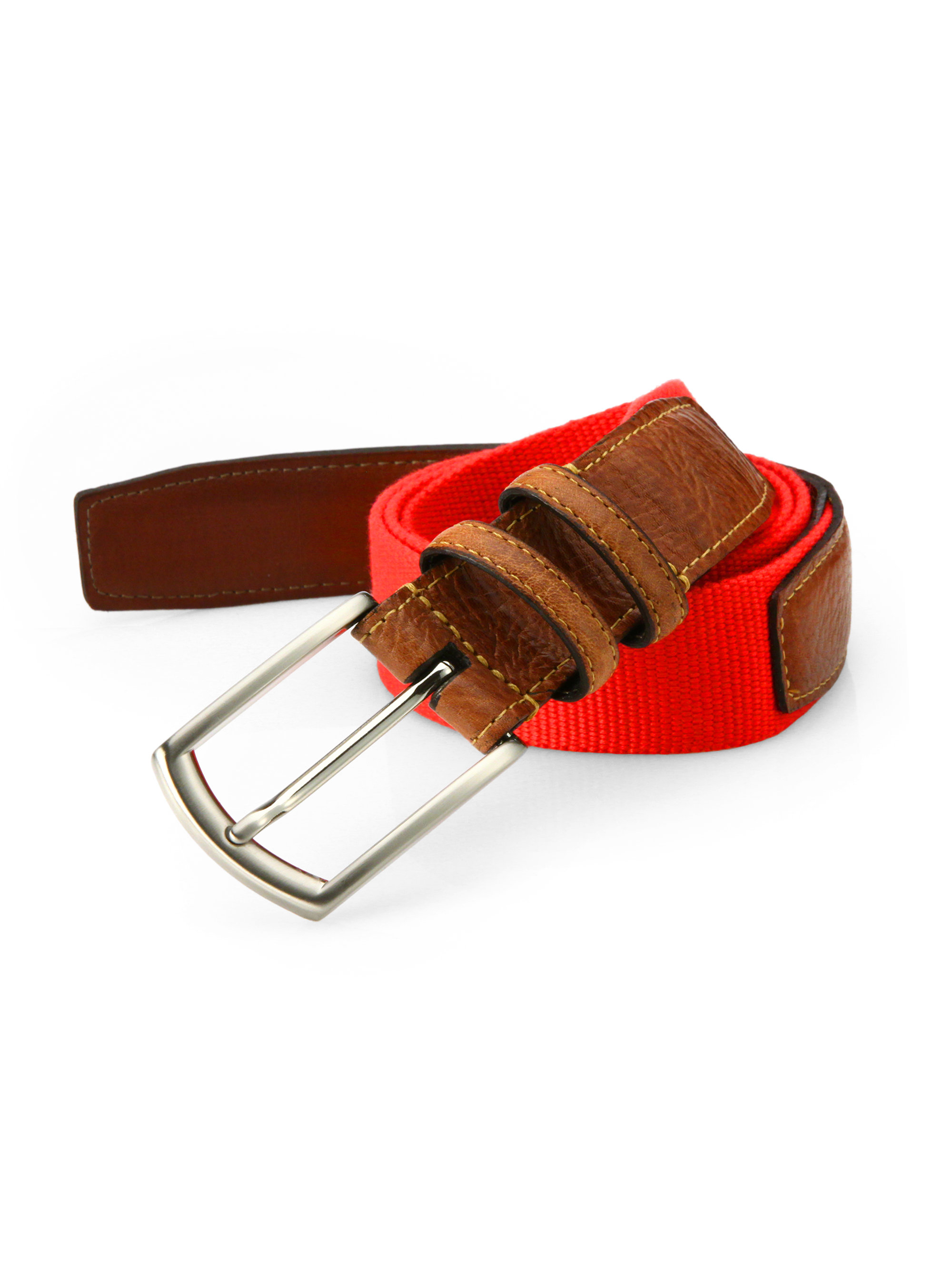 Saks fifth avenue collection Woven Cotton Belt in Red for Men Lyst