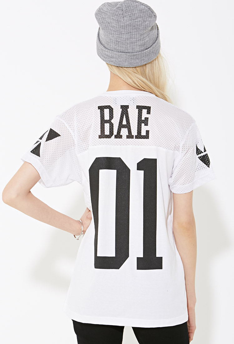 Lyst Forever 21 Myvl Bae Mesh Football Jersey in White