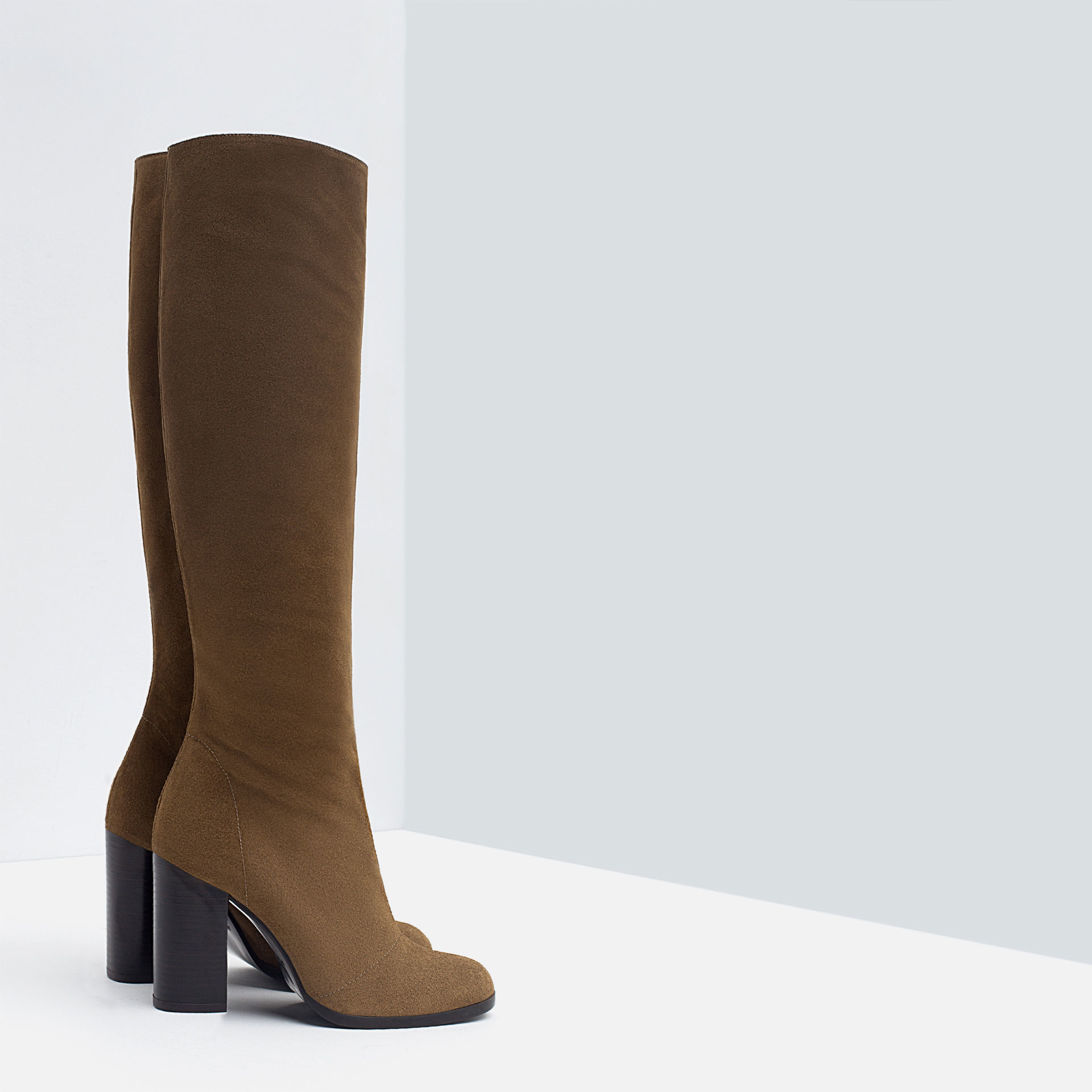 Zara High Heel Leather Boots in Brown | Lyst