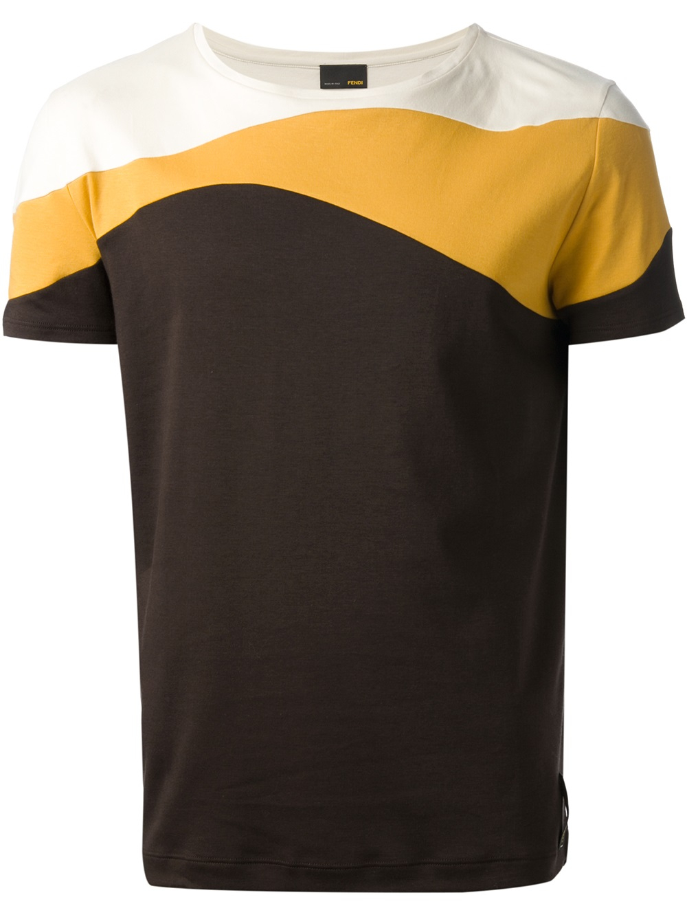 Fendi Colour Block Tshirt in Brown (Yellow) for Men - Lyst