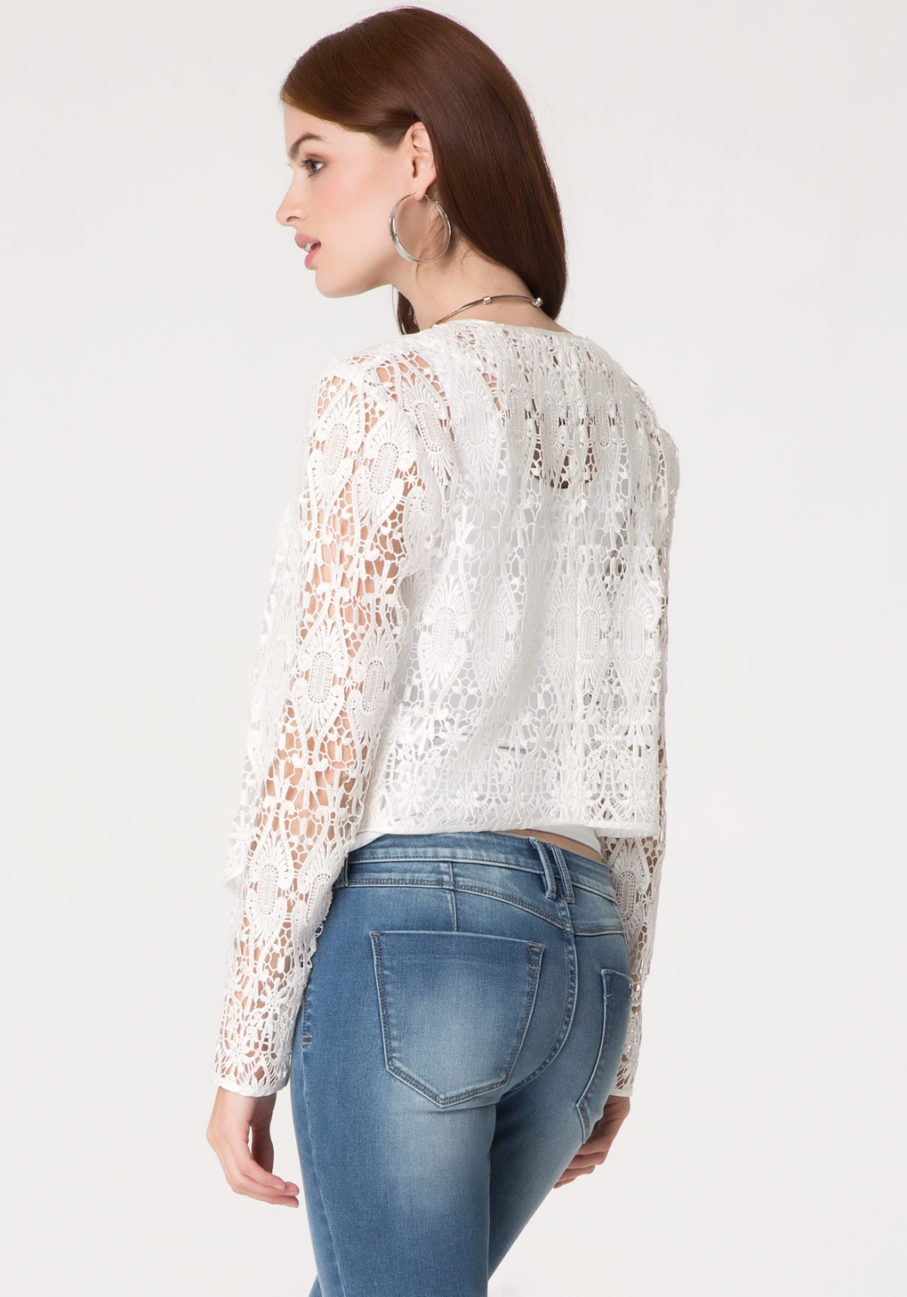 Lyst - Bebe Crochet Lace Jacket in White