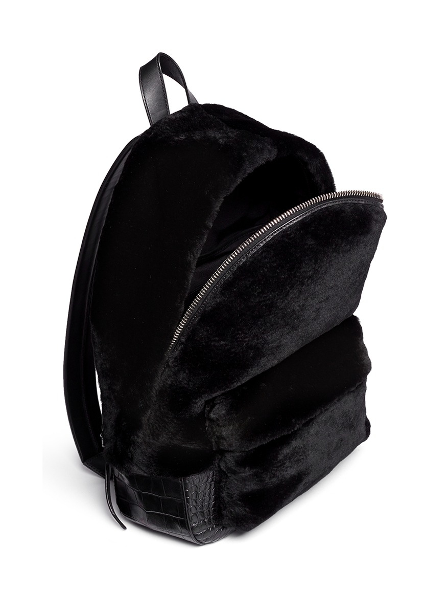 Lyst Alexander Bookbag Kangaroo Fur Croc Effect Leather Gallery