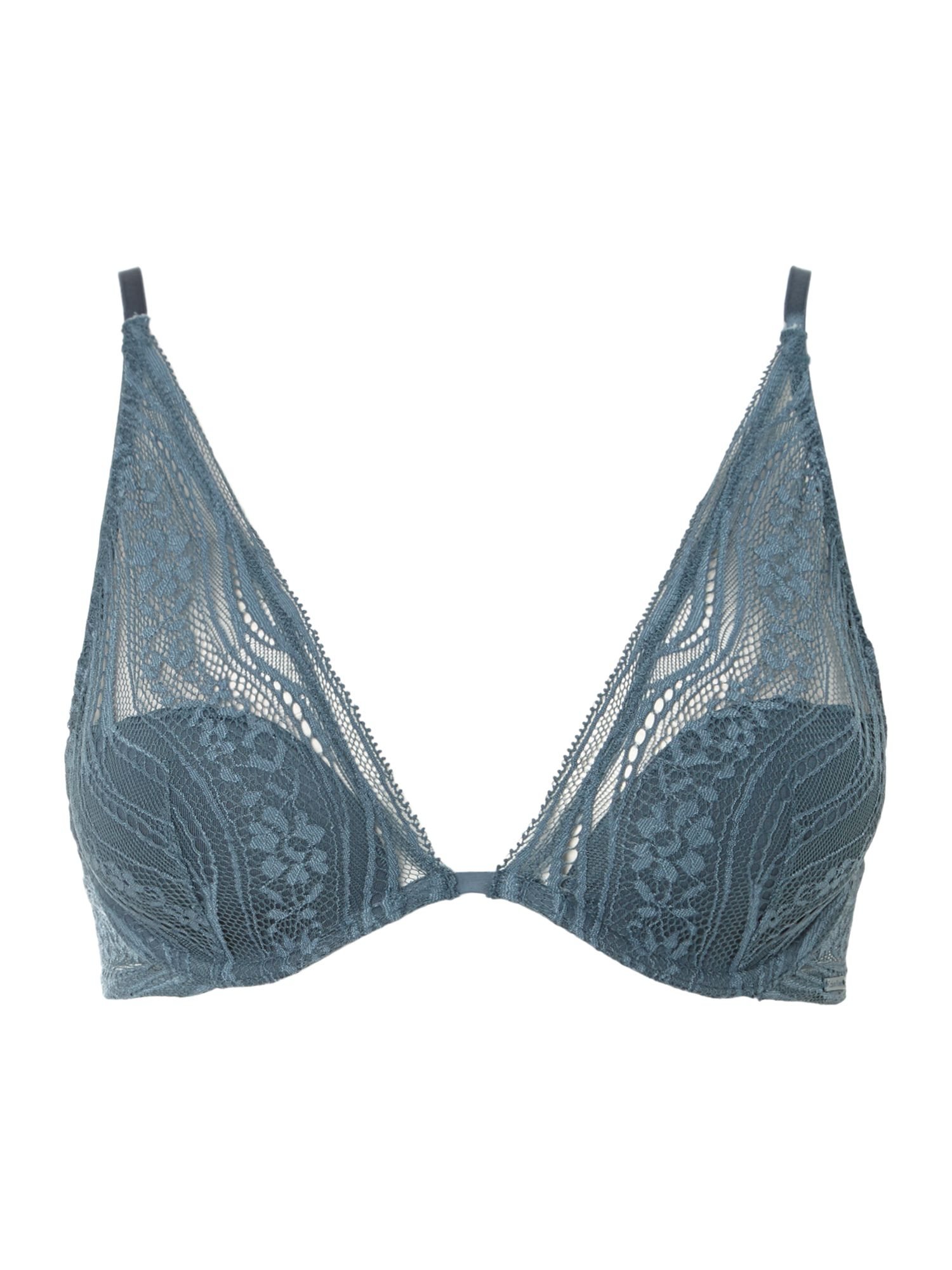 Calvin Klein Infinite Lace Provocative Plunge Bra In Blue Lyst 2211