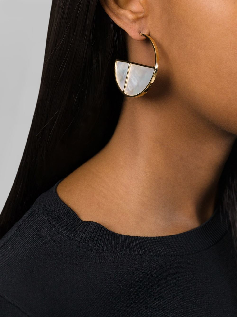 Lyst Aurelie Bidermann Bianca Reversible Mother Of Pearl Hoop Gallery