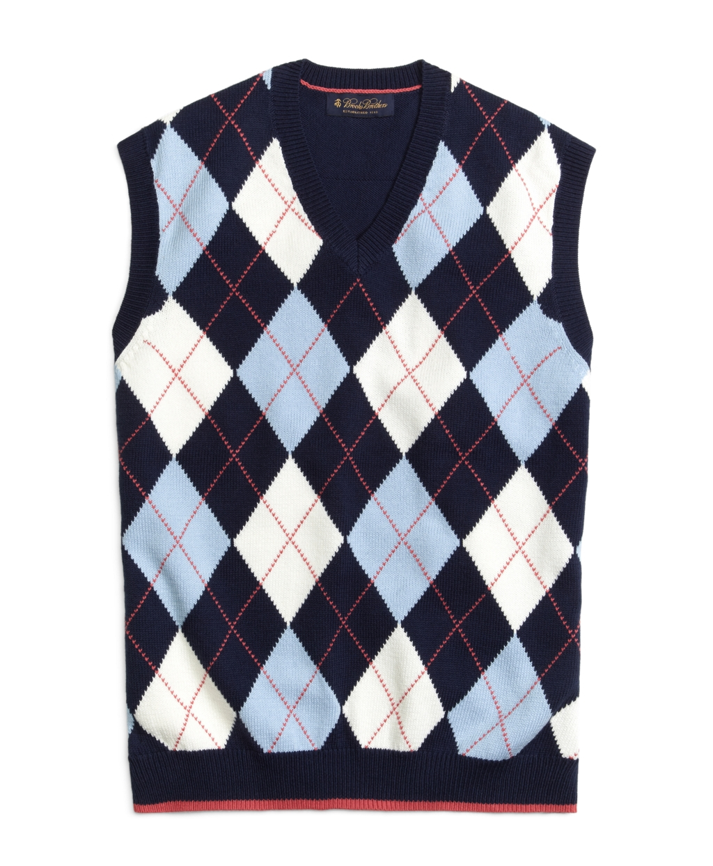 blue argyle sweater
