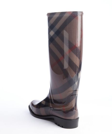 Burberry Brown Nova Check Rubber Rain Boots in Brown | Lyst