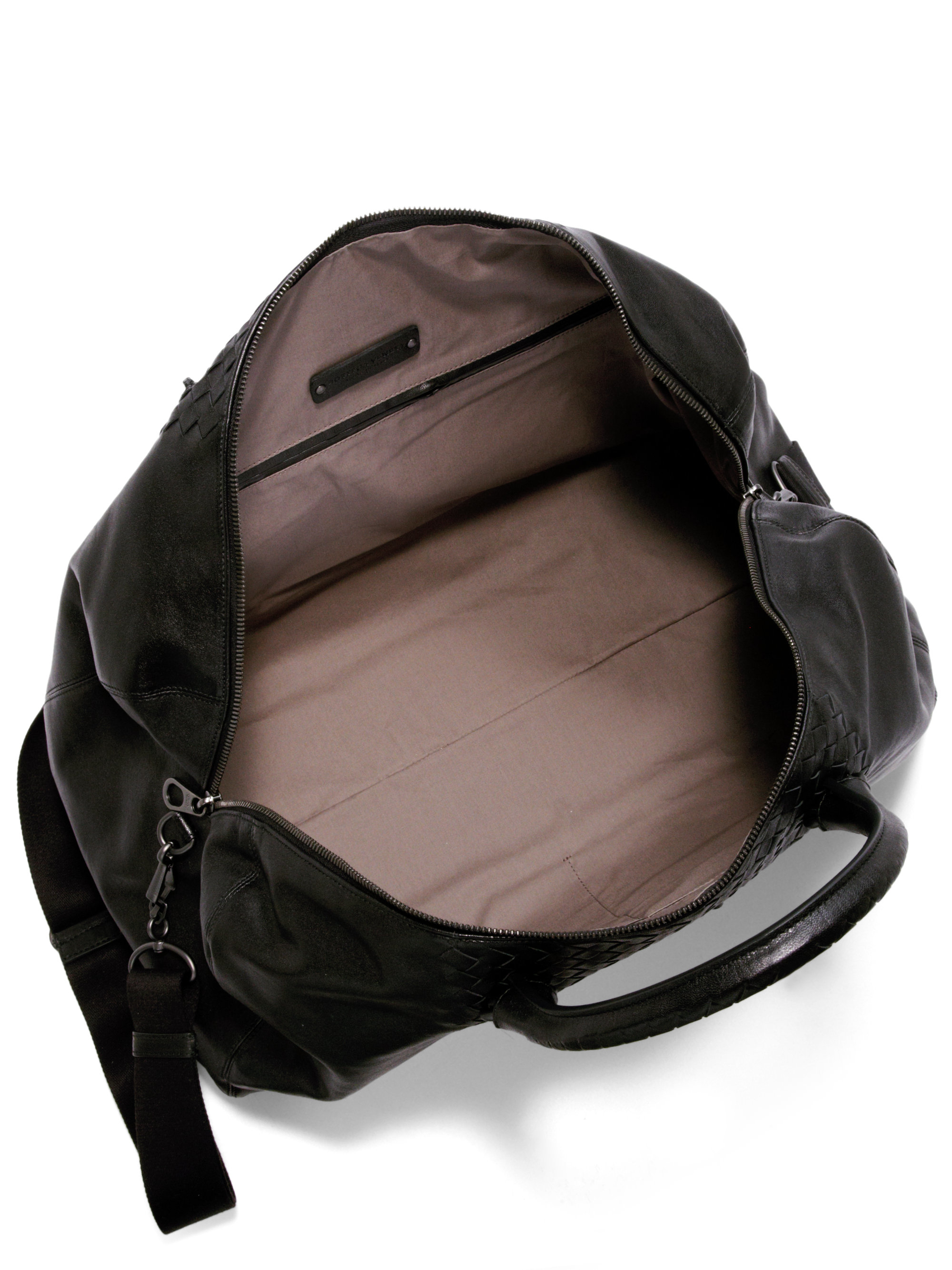 Lyst - Bottega Veneta Intrecciato Leather Duffel Bag in Black for Men