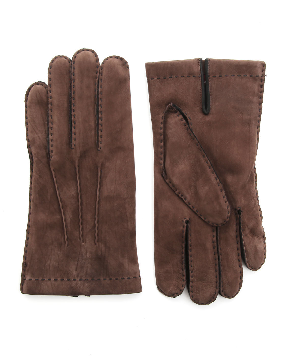 Agnelle Dark Brown Nubuck Gloves in Brown for Men | Lyst