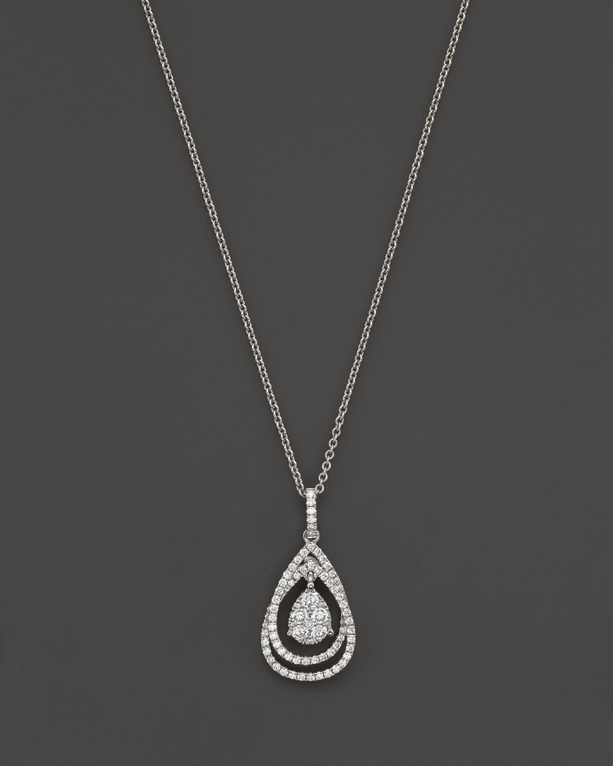 Lyst - Roberto coin 18k White Gold Diamond Teardrop Drop Pendant ...