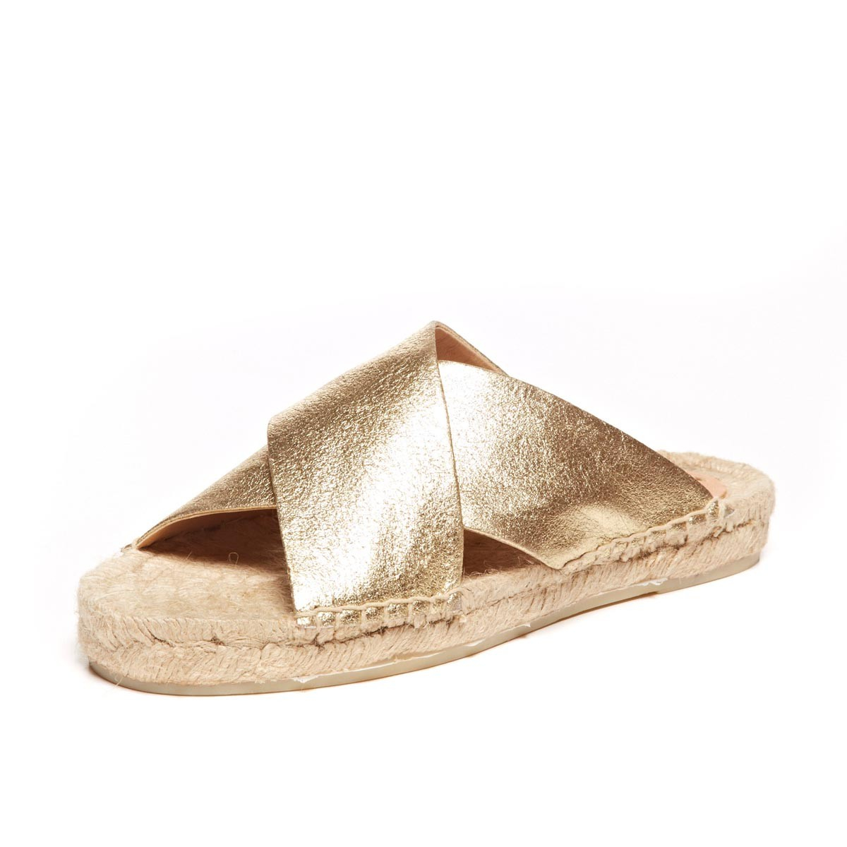 criss cross metallic sandals