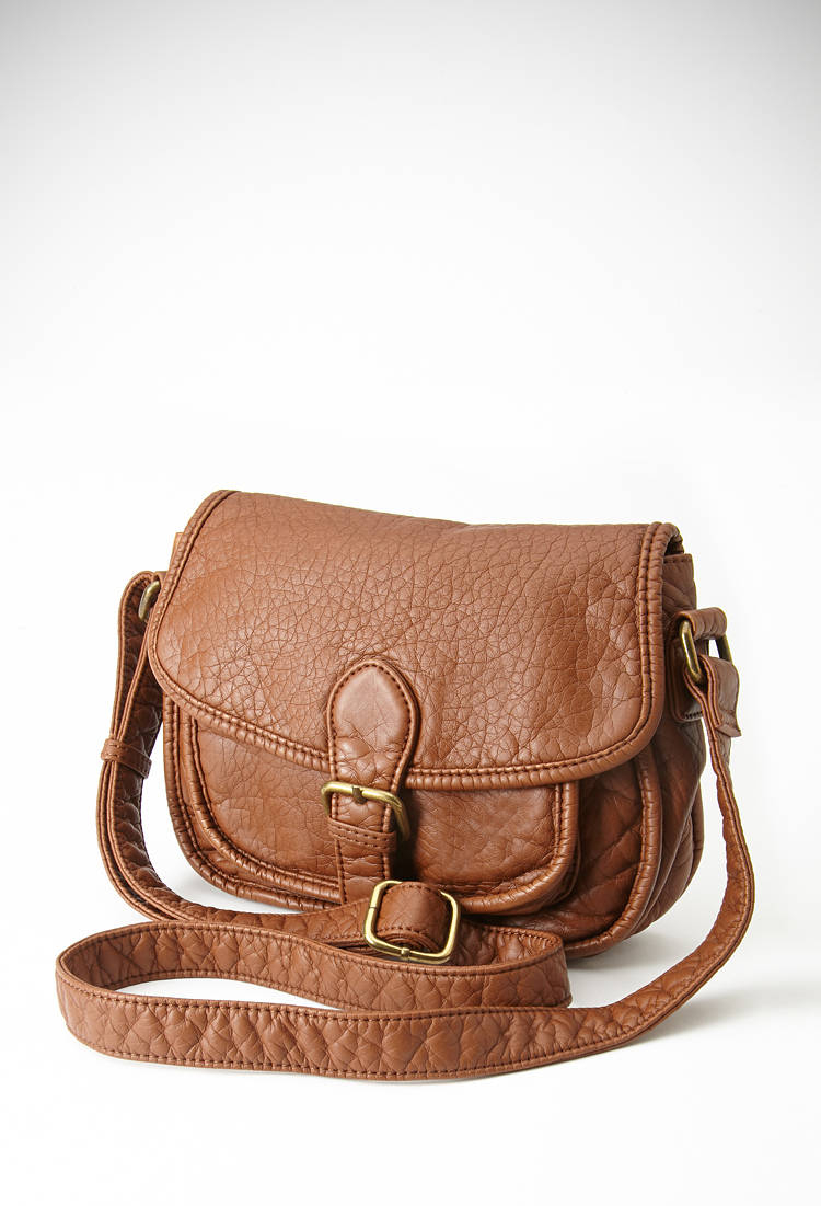 Forever 21 Faux Leather Crossbody Bag in Brown | Lyst