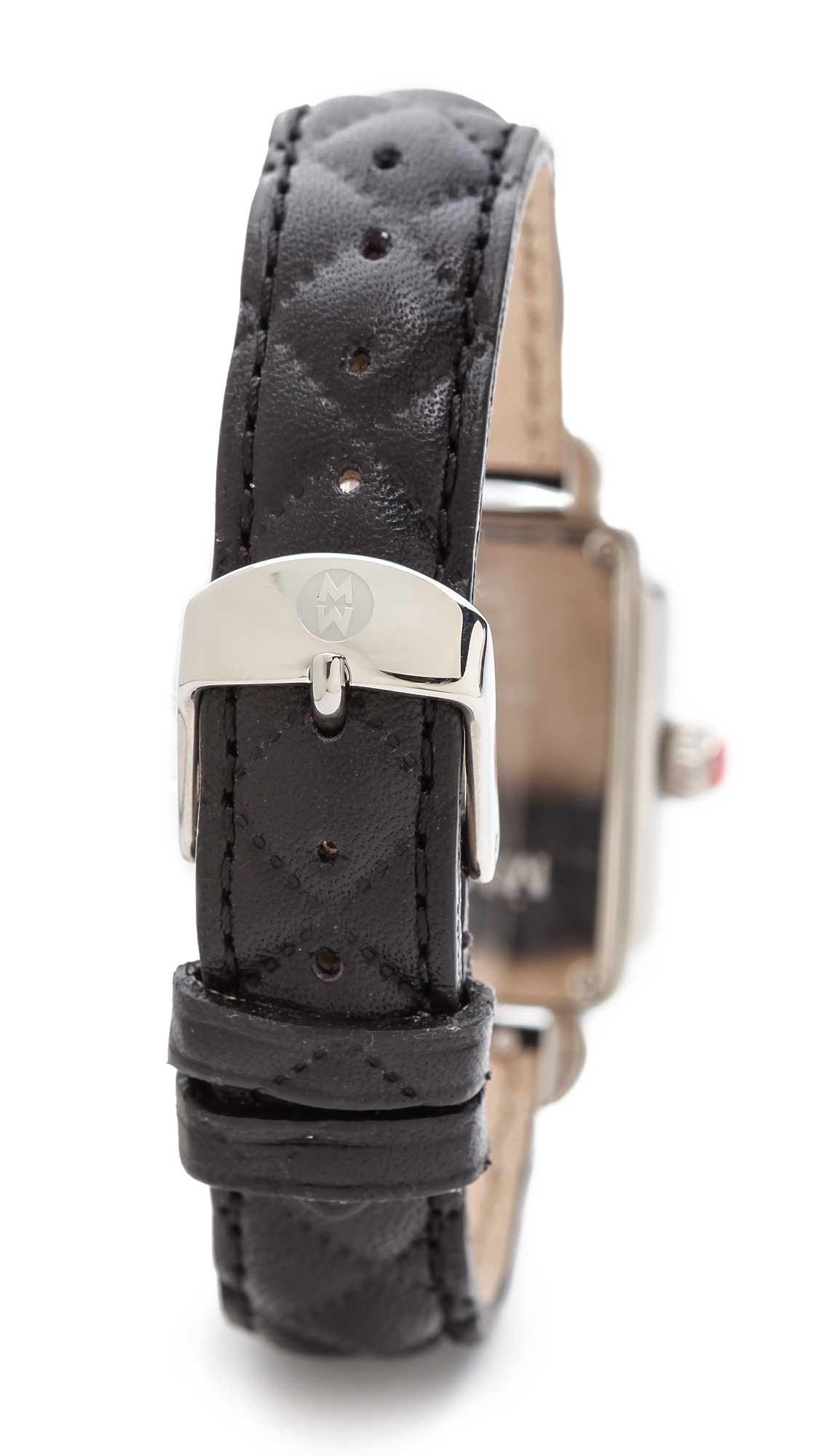 Michele 16mm Quilted Leather Watch Strap Black in Black Lyst