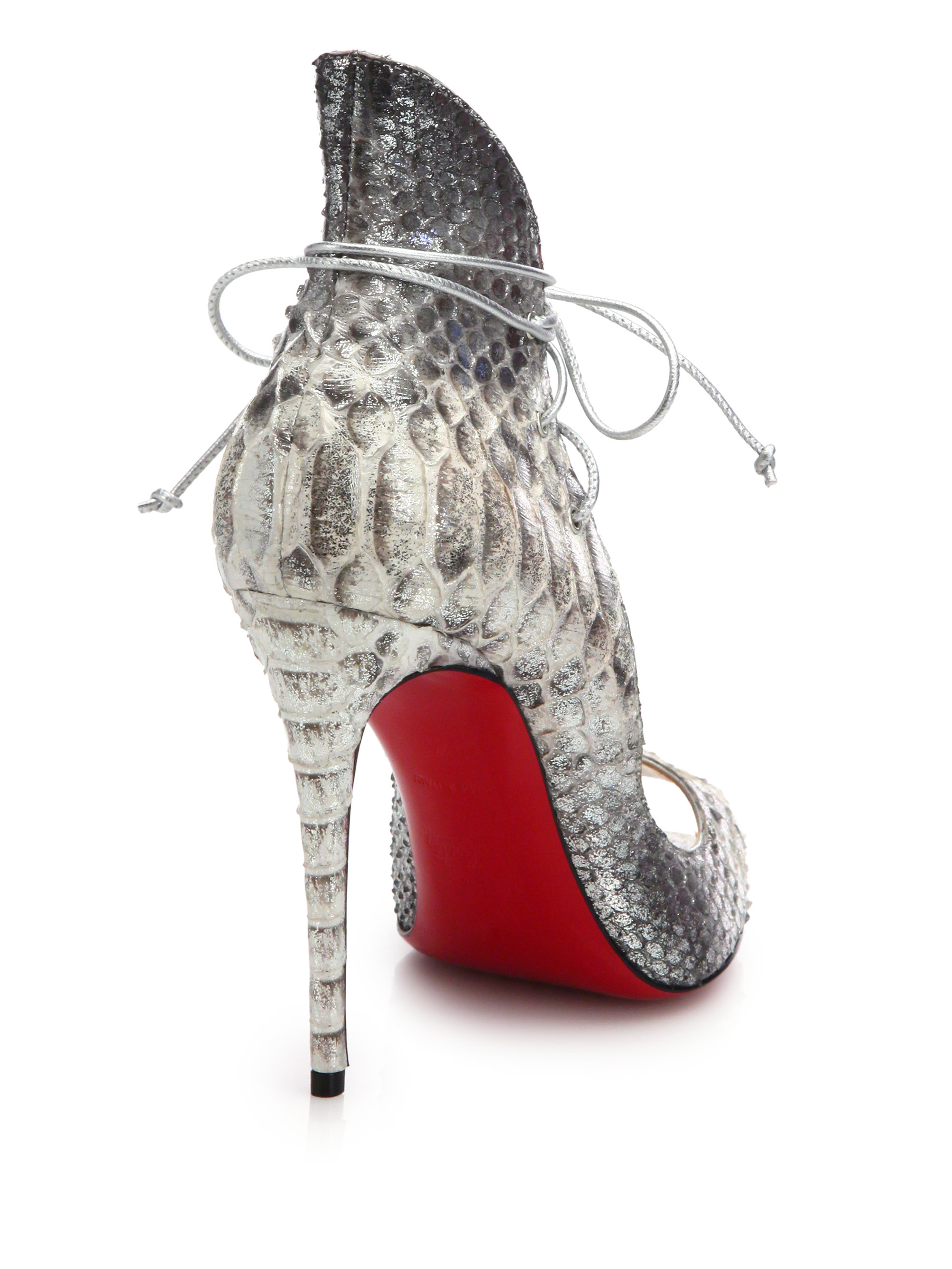 Christian louboutin Megavamp Python-Embossed Leather Pumps in Gray ...