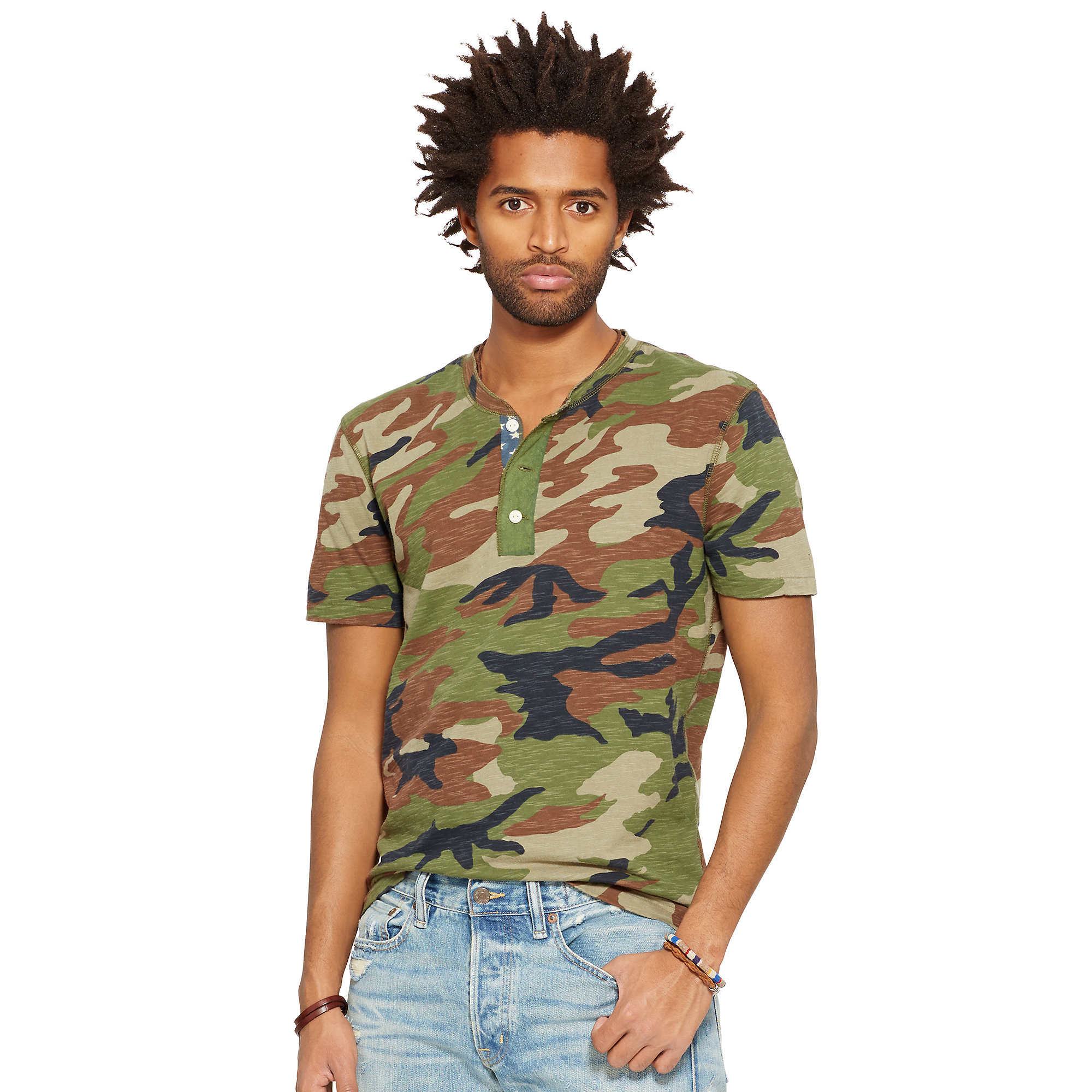 mens camo henley