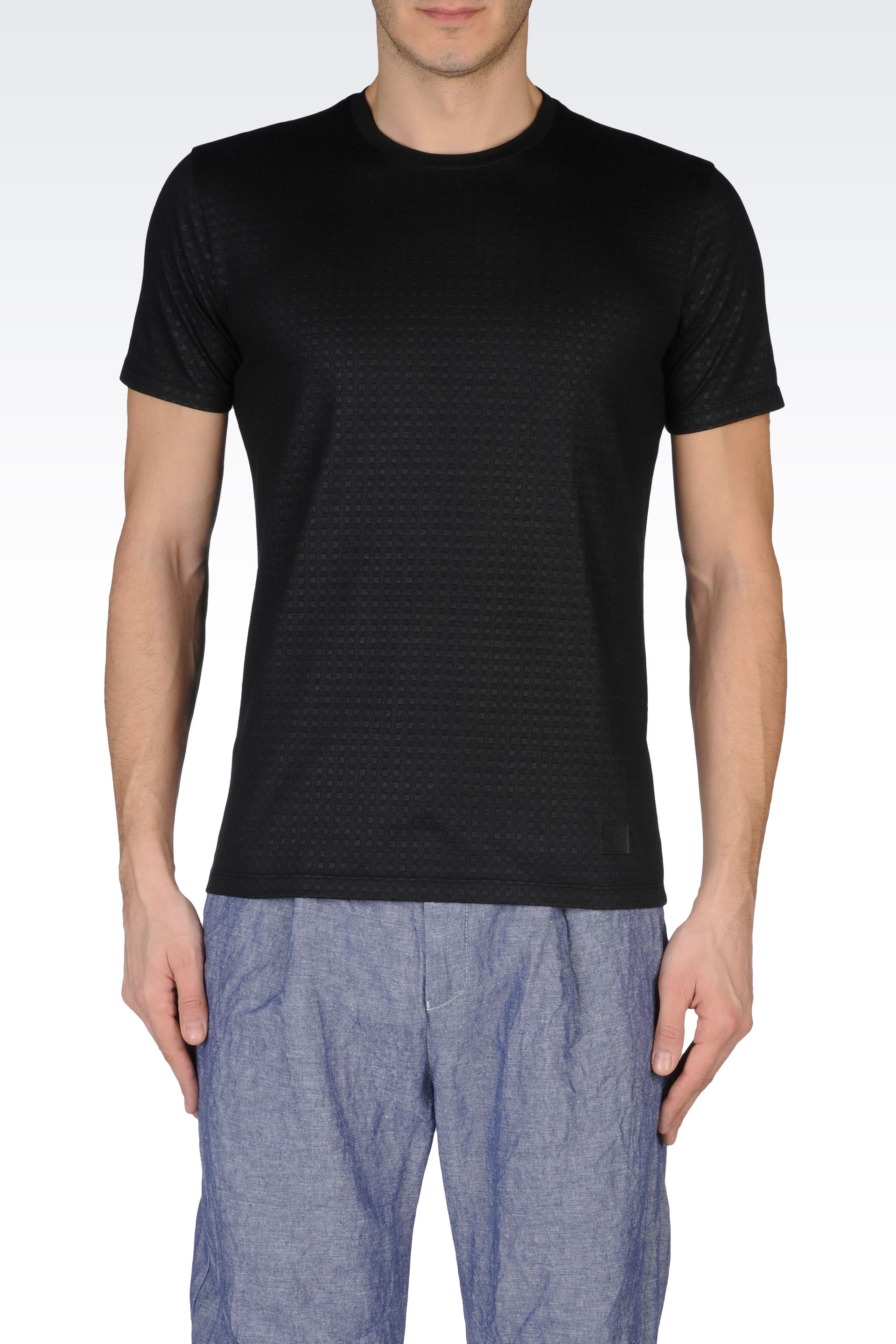 Emporio Armani Checked Jersey Tshirt in Black for Men | Lyst