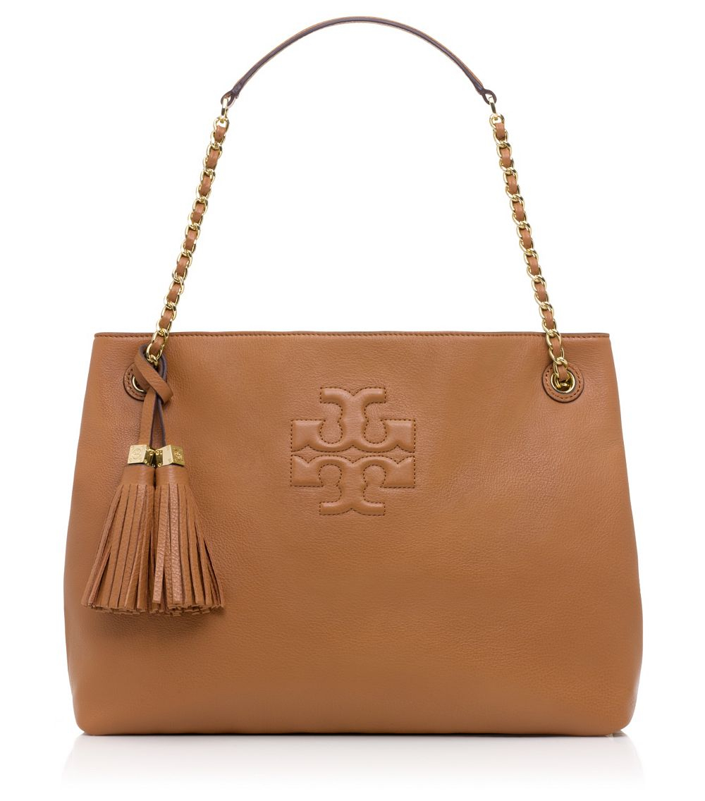 Lyst Tory Burch Thea Chain Leather Tote in Brown