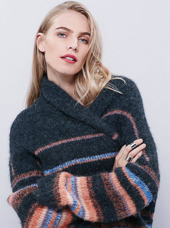 Lyst Free People Womens Alpaca Stripe Cardigan in Gray