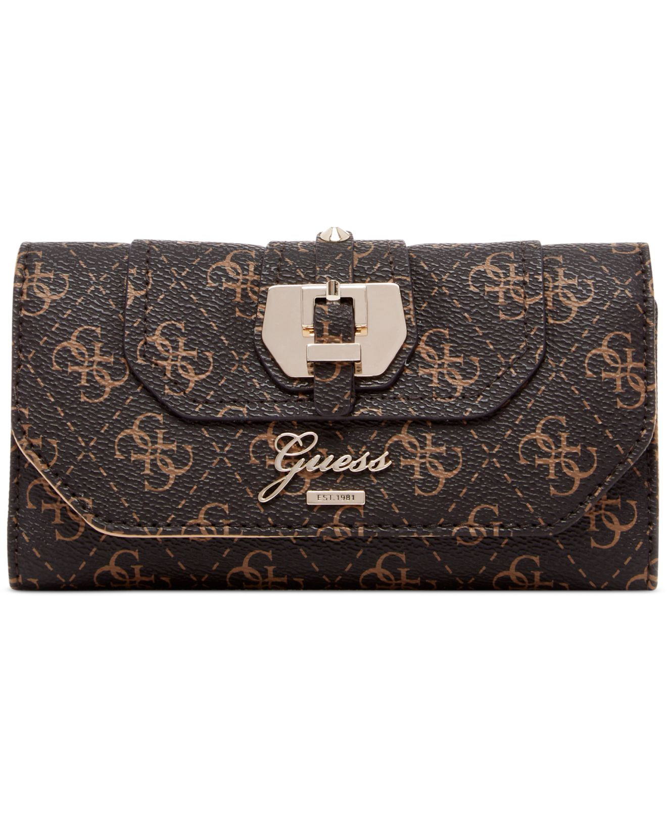 Lyst Guess Confidential Logo Slim Clutch Wallet in Brown