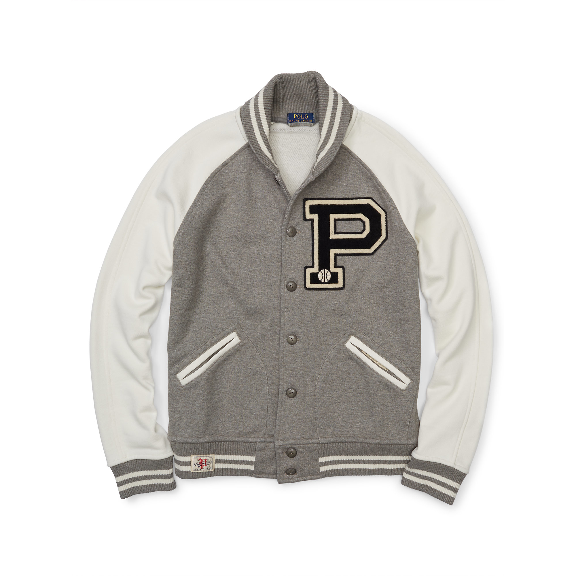 Polo ralph lauren Fleece Baseball Jacket in Gray for Men | Lyst