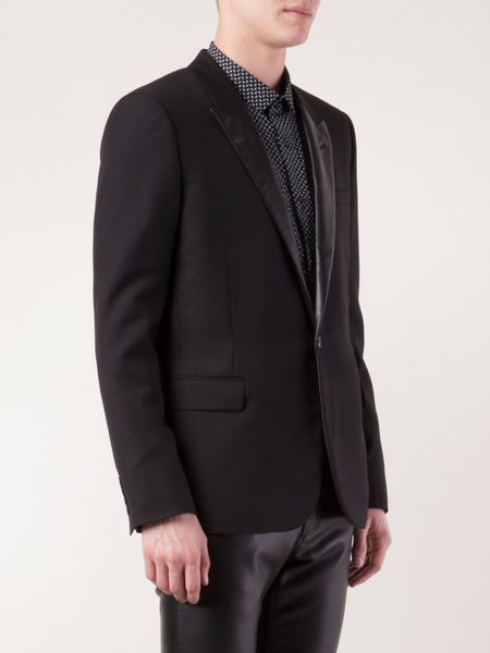 Saint Laurent Leather Lapel Jacket in Black for Men | Lyst