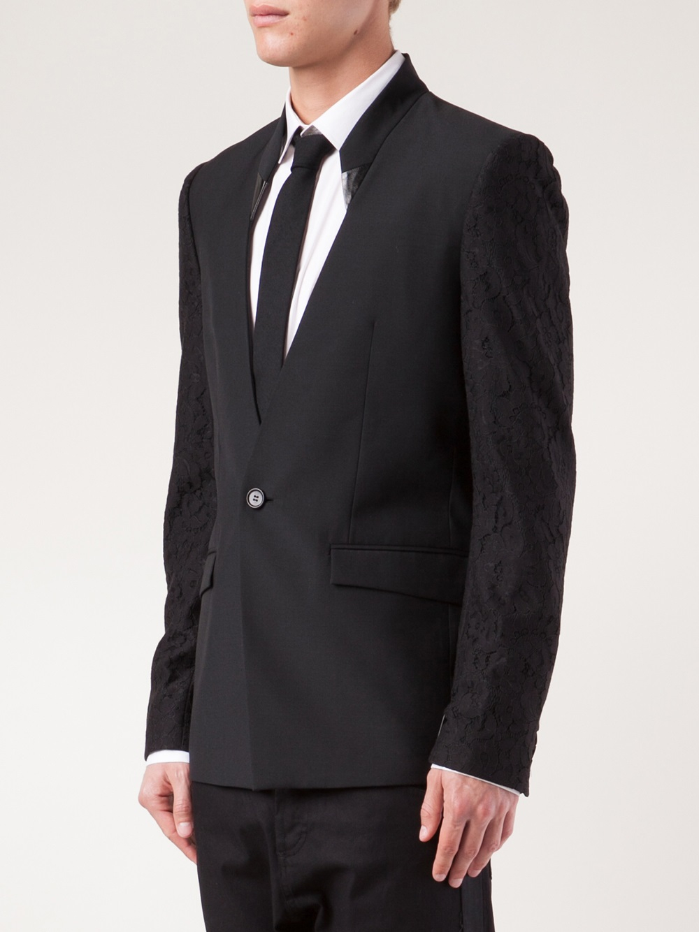 grey blazer black lapel