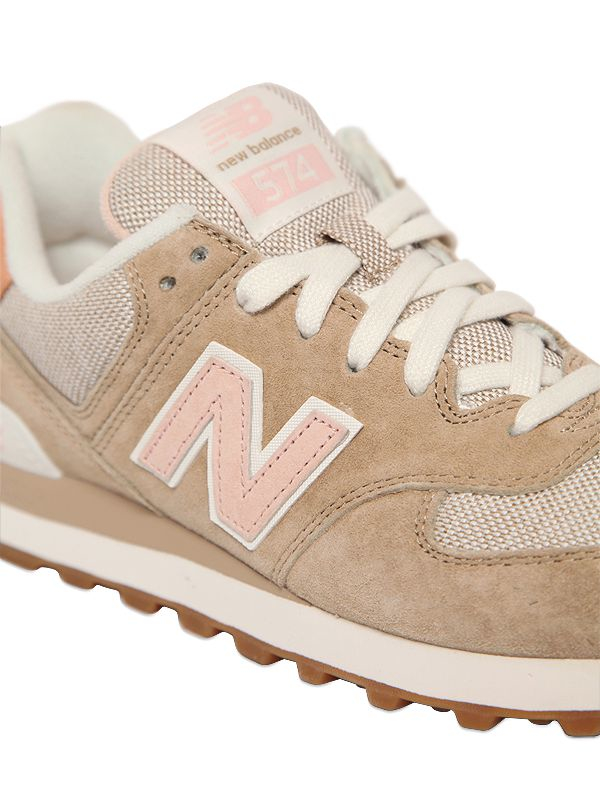 New Balance Natural 574 Suede and Canvas Low Top Sneakers New Balance Natural 574 Suede and Canvas Low Top Sneakers