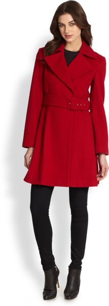 Sofia Cashmere Wool Cashmere Belted Coat in Red | Lyst