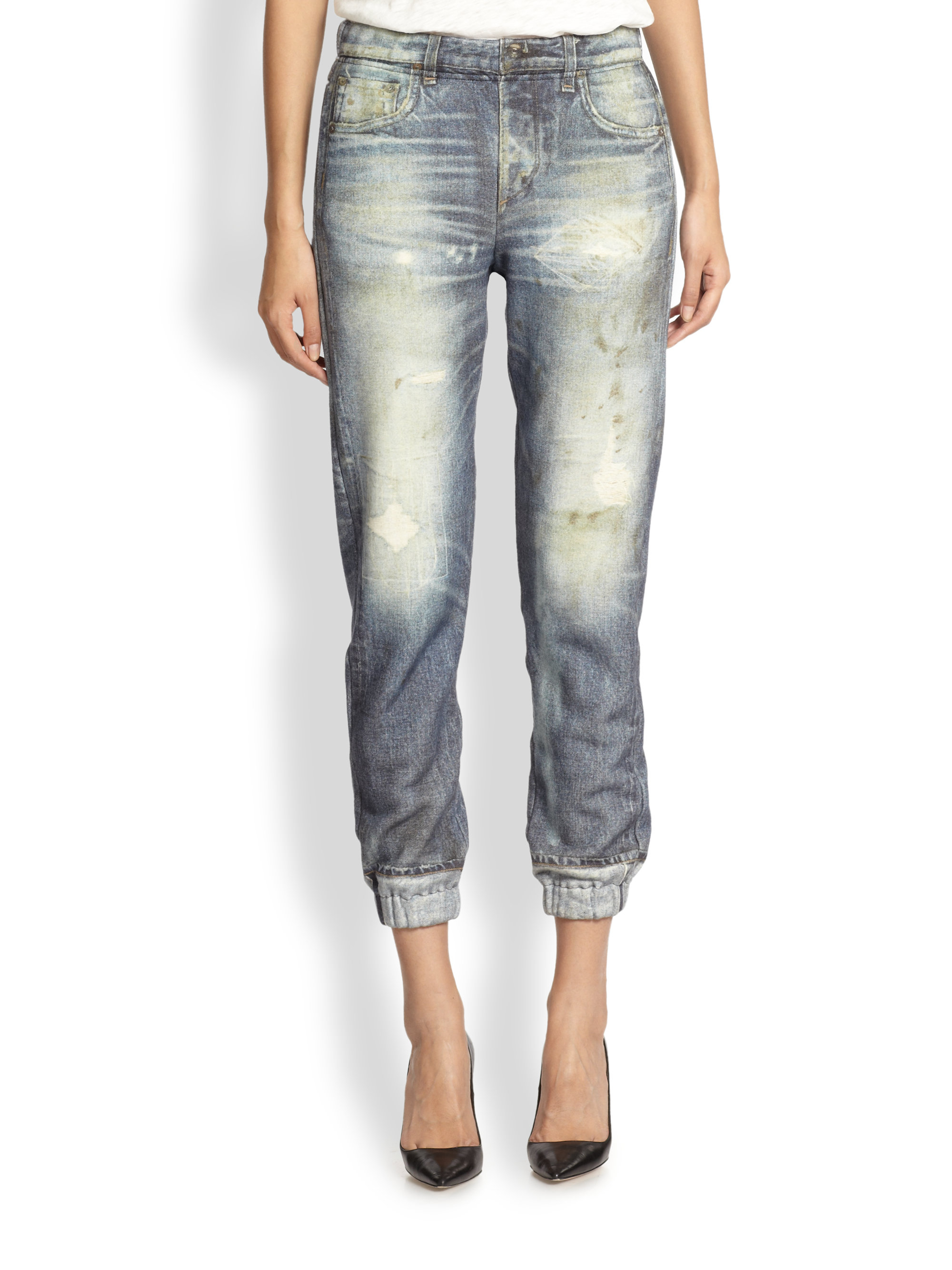 Lyst - Rag & bone Miramar Denim-Print Cotton Terry Pants