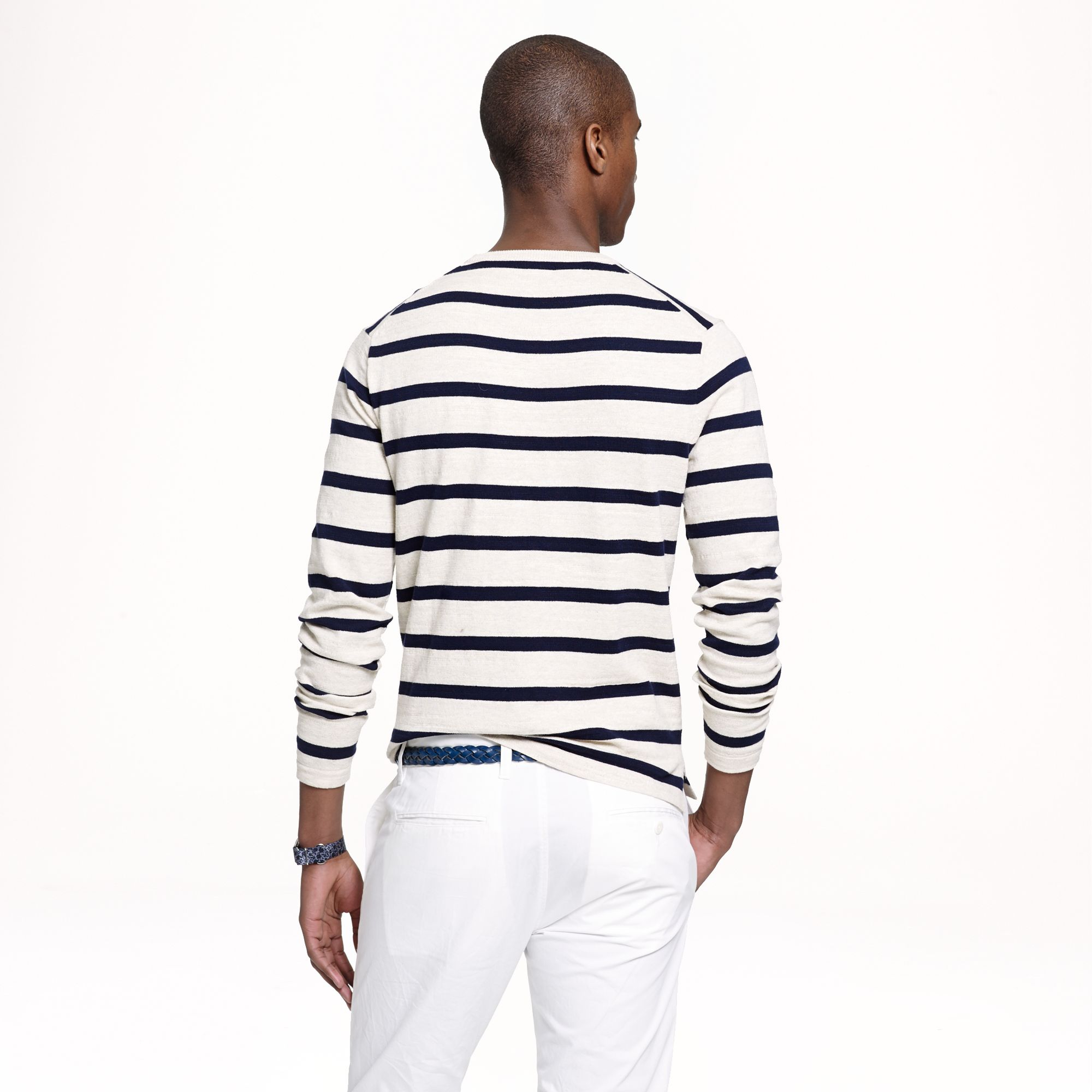 J.crew Cotton Beach Sweater in Navy Stripe in Blue for Men Lyst