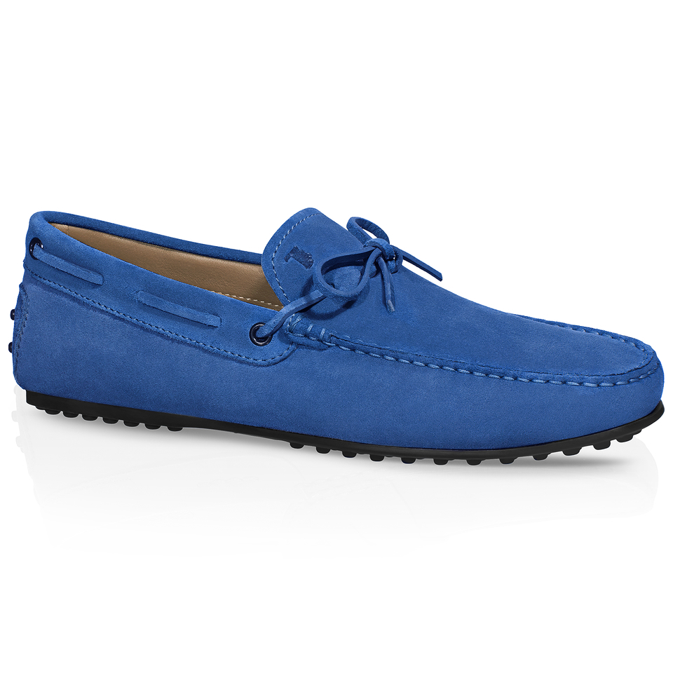 Tod's City Gommino Moccasins In Suede in Blue for Men | Lyst
