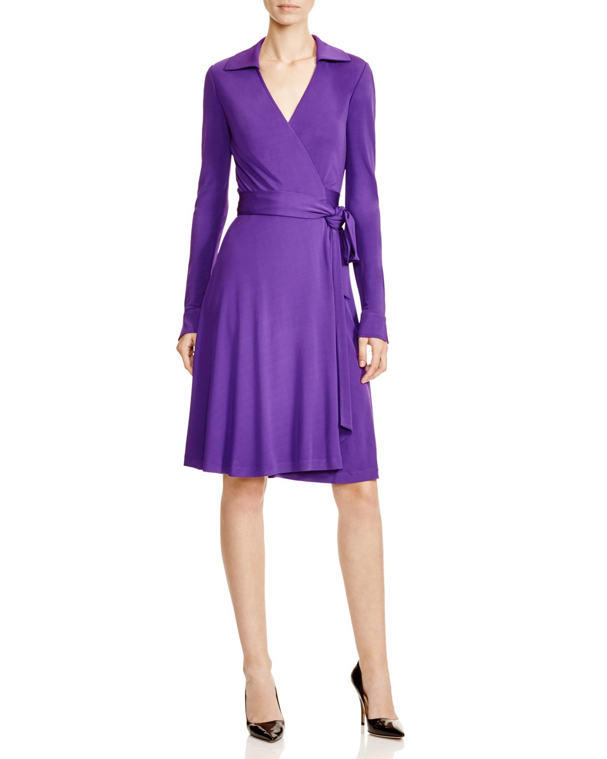 Lyst - Diane Von Furstenberg Long Sleeve Wrap Dress in Purple