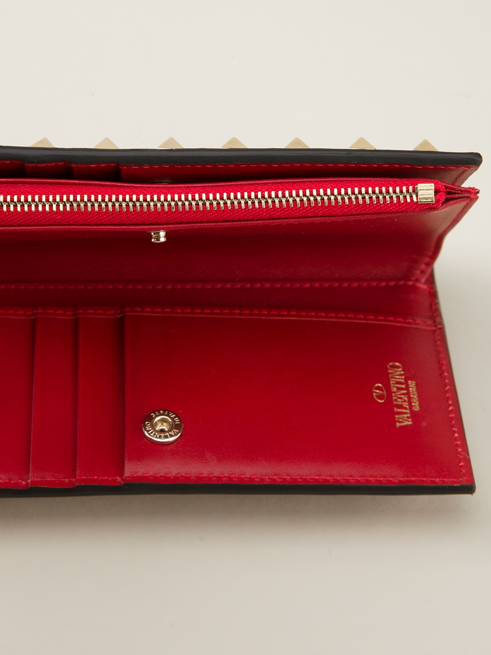 Valentino Rockstud Wallet in Red | Lyst
