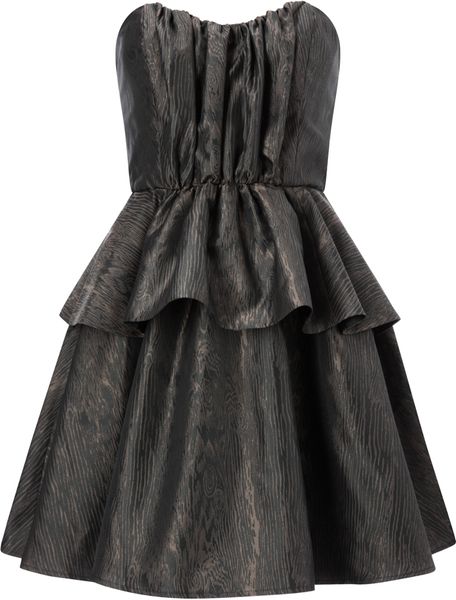 French Connection Winter Moire Strapless Dress in Black (black/matt ...