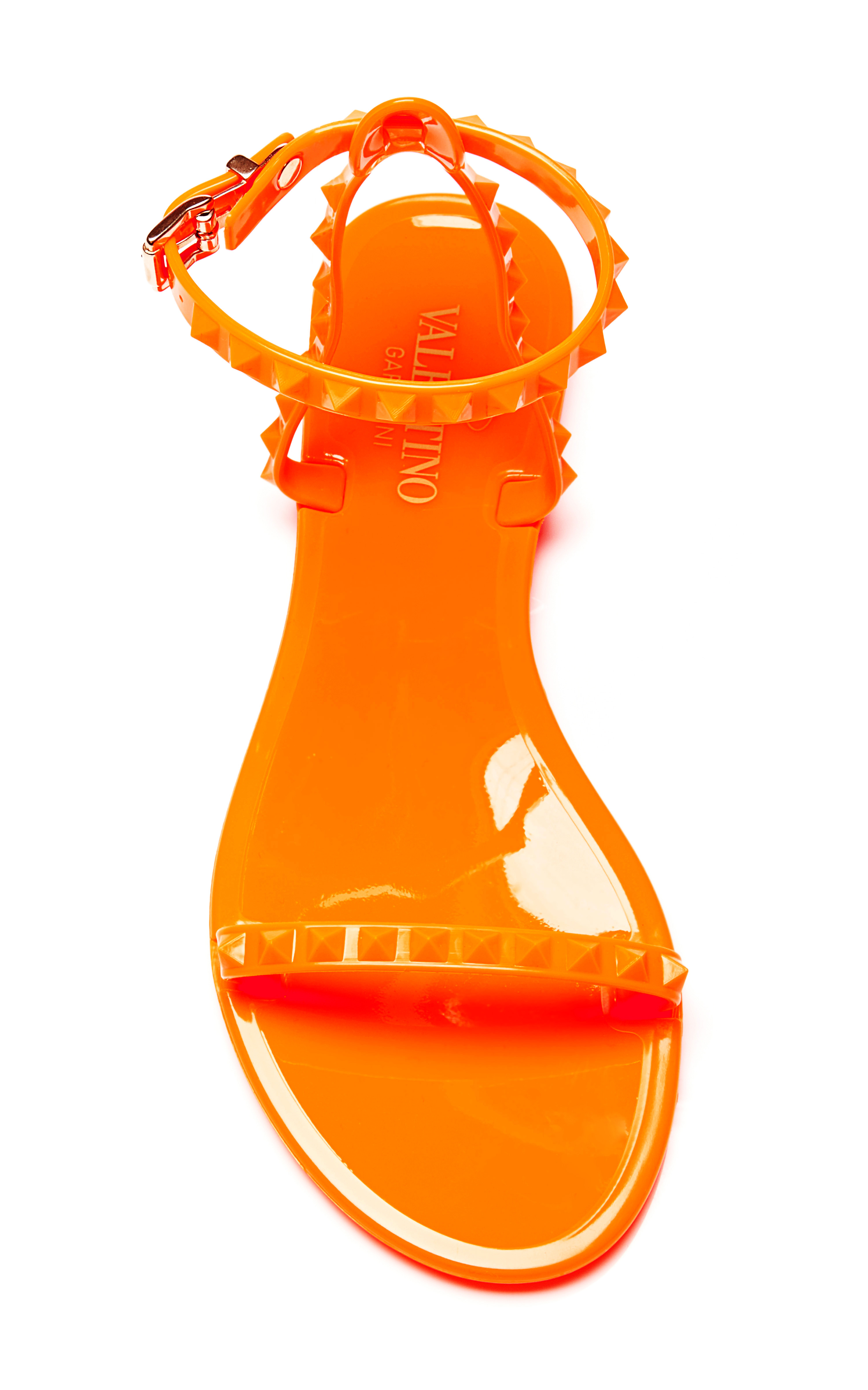 Lyst - Valentino Rockstud Pvc Jelly Sandals in Orange