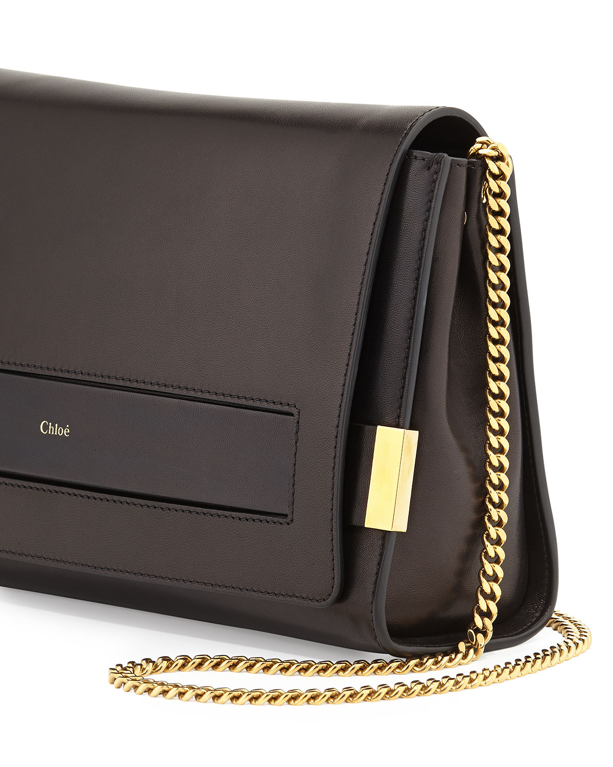 Chloé Elle Large Clutch Bag With Chain Strap in Black | Lyst