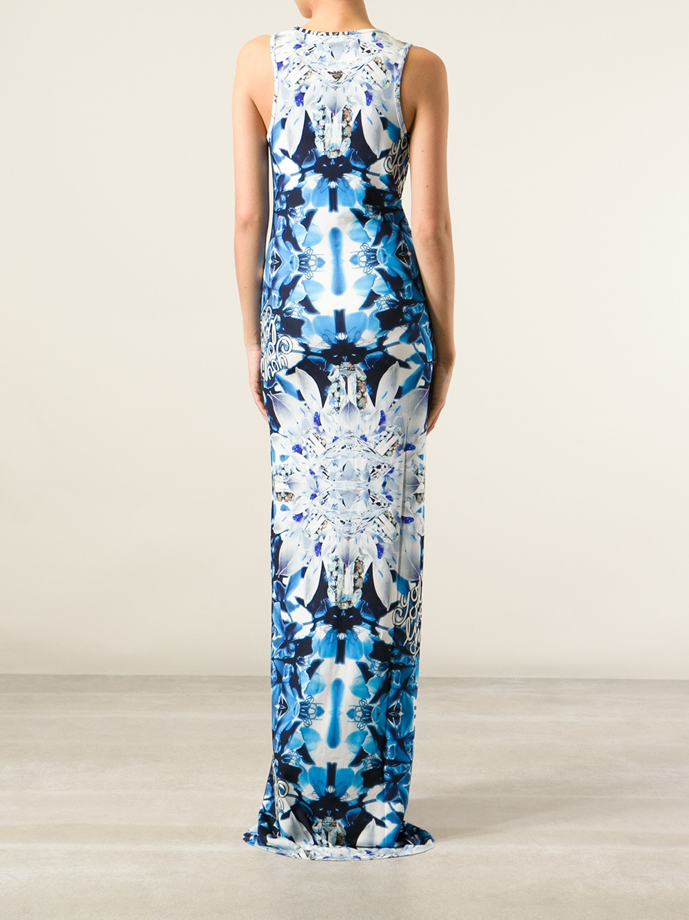 Lyst - Philipp Plein Floral and Crystal Print Maxi Dress