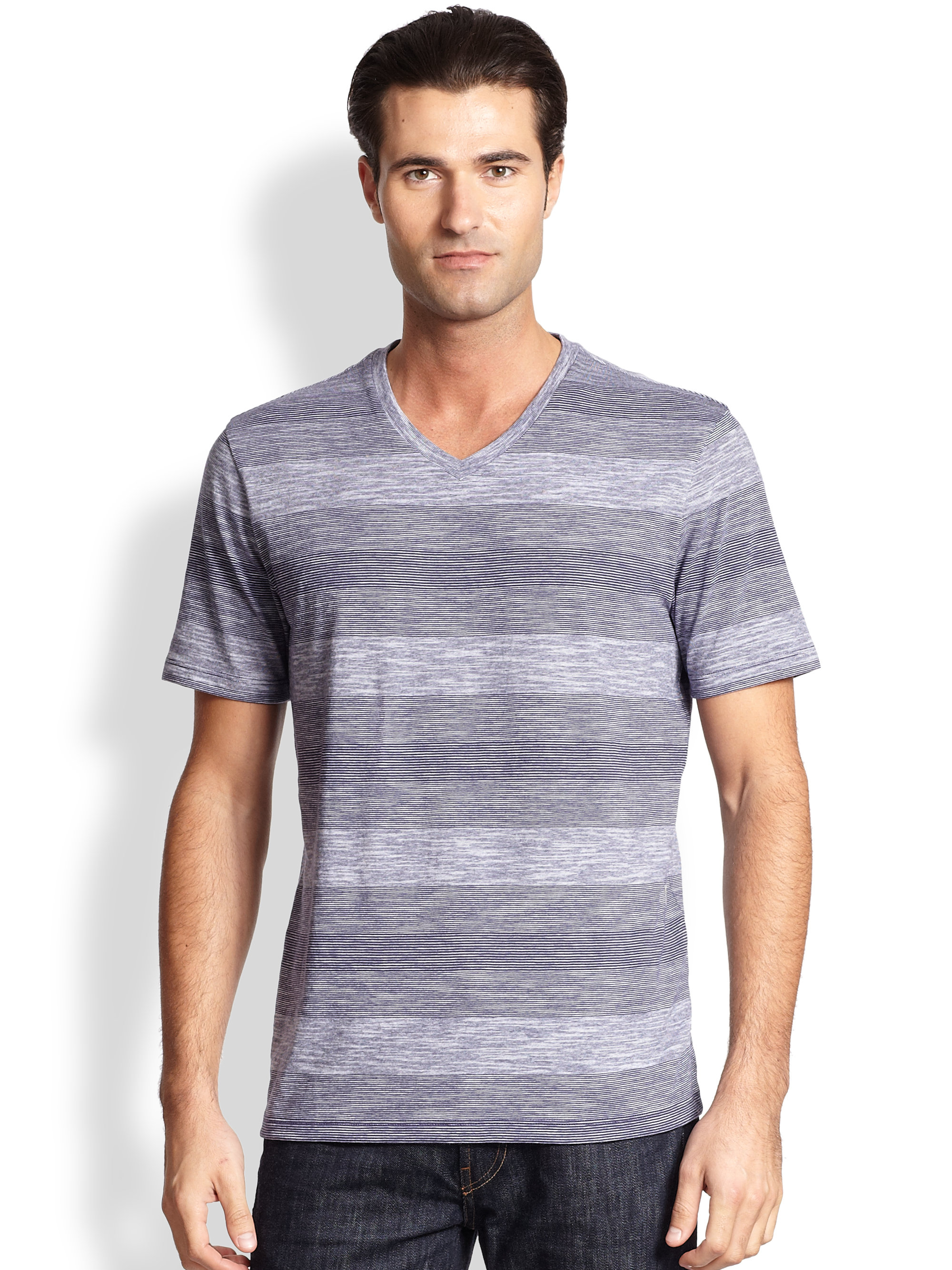 Hugo Boss Eraldo Flame Striped V-Neck Tee in Purple for Men (PURPLE ...