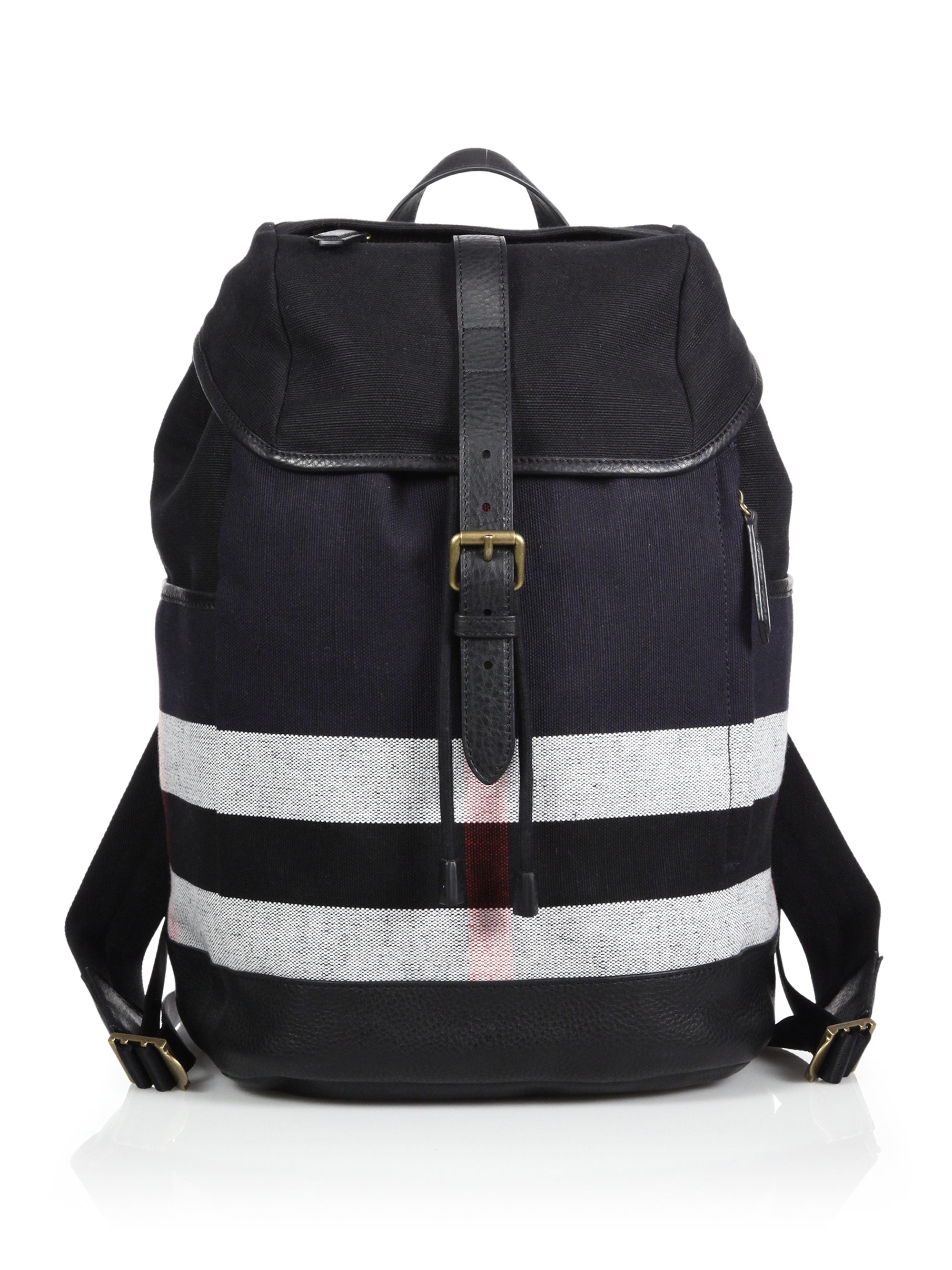 Burberry Canvas Check Leather-Trimmed Backpack in Black for Men | Lyst