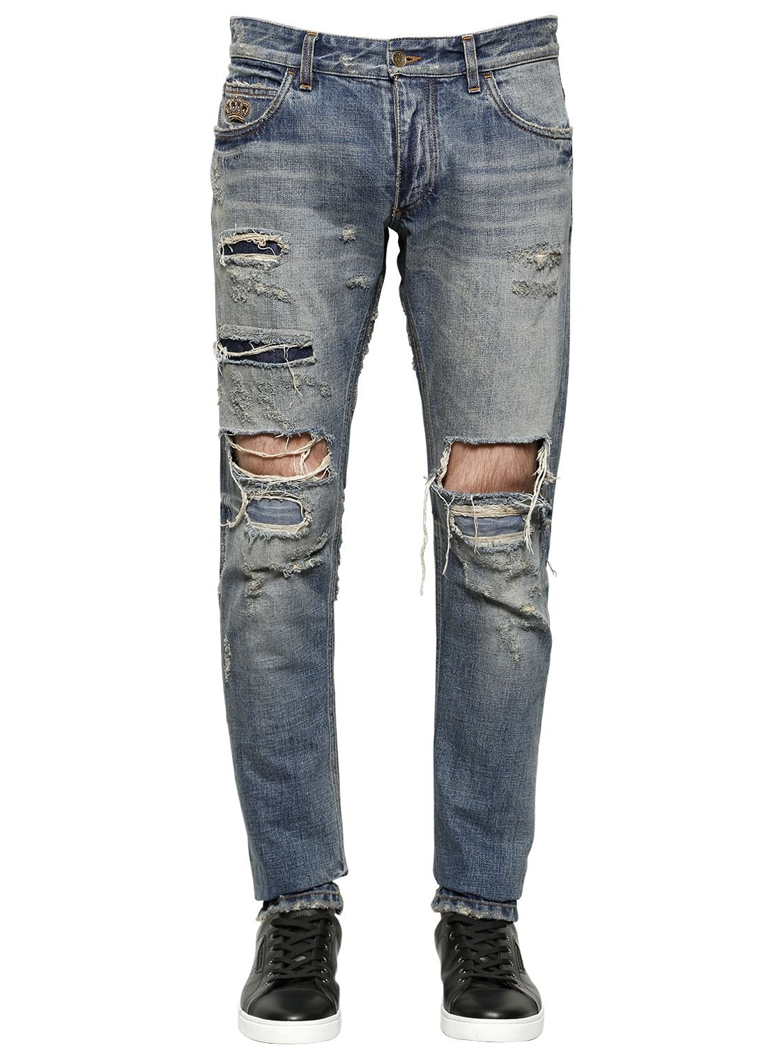 blue ripped skinny jeans mens