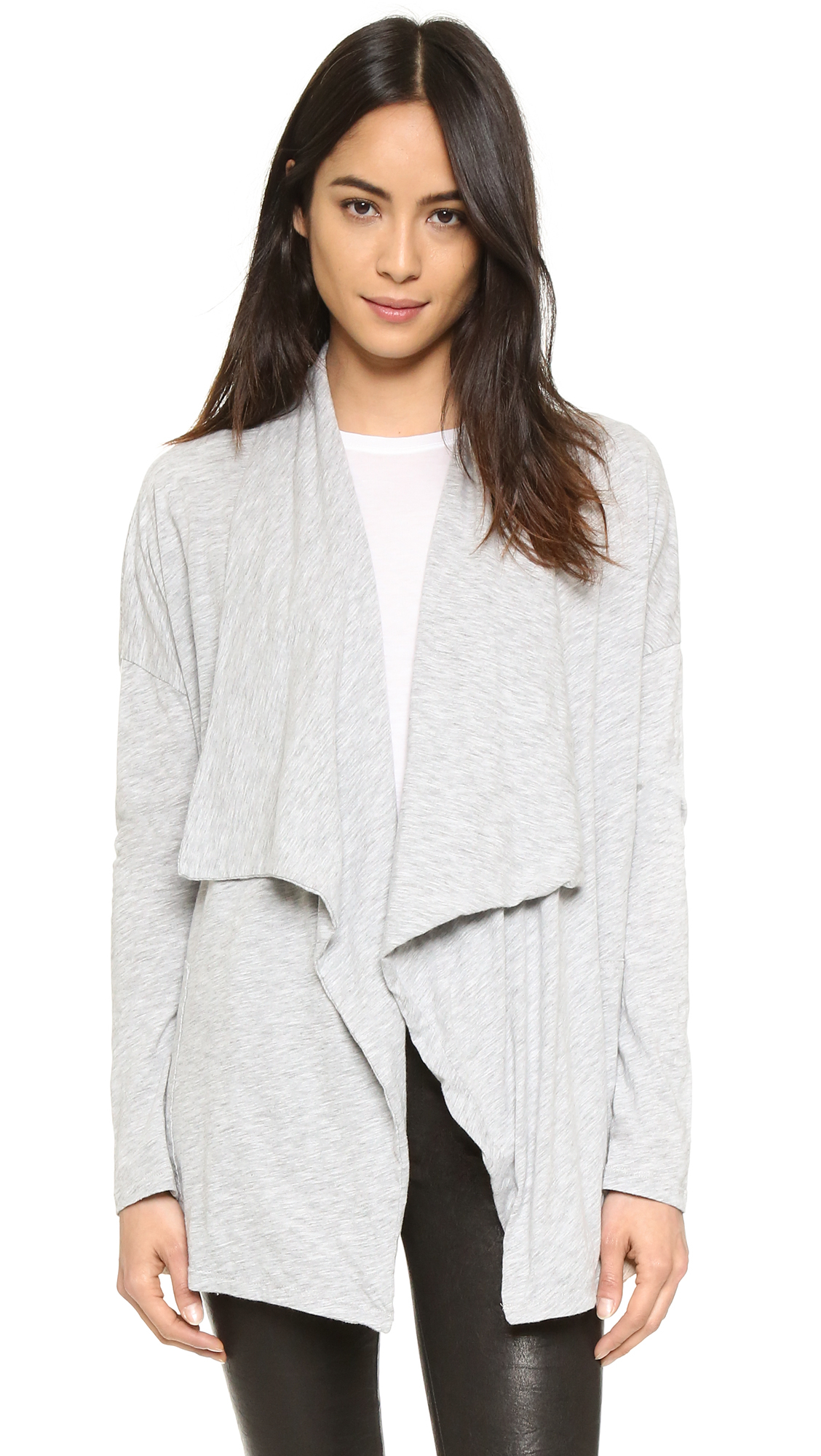  Velvet  Emanuela Drape Cardigan  in Gray Lyst