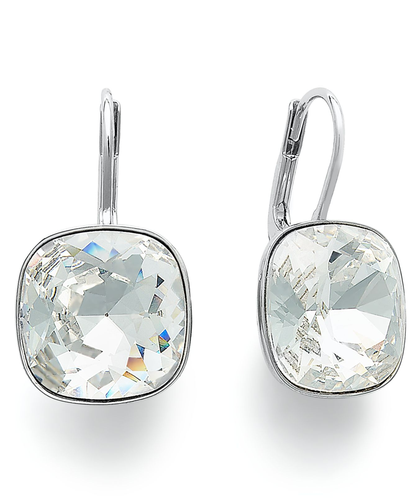 Lyst Swarovski Silver Tone Crystal Drop Earrings In Metallic Gallery