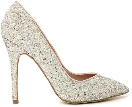 Carvela Kurt Geiger Leila Glitter Pointed Heeled Shoe in Silver ...