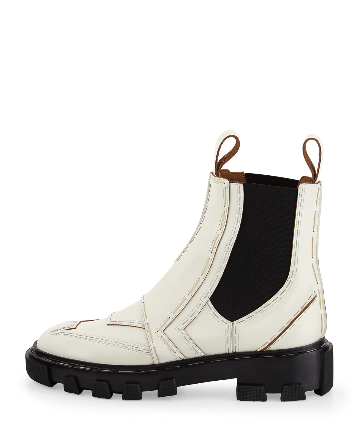 Balenciaga Stapled Leather Chelsea Boot in White | Lyst