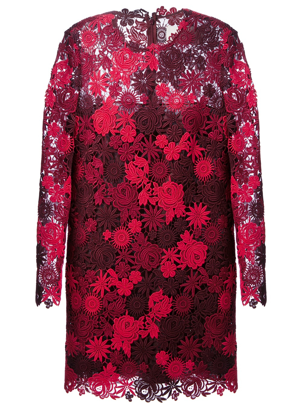 Valentino Floral Embroidered Dress in Red | Lyst