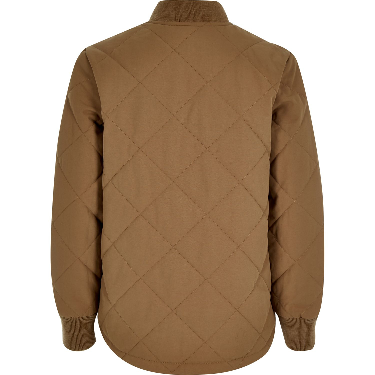 River island Boys Tan Quilted Jacket in Brown | Lyst