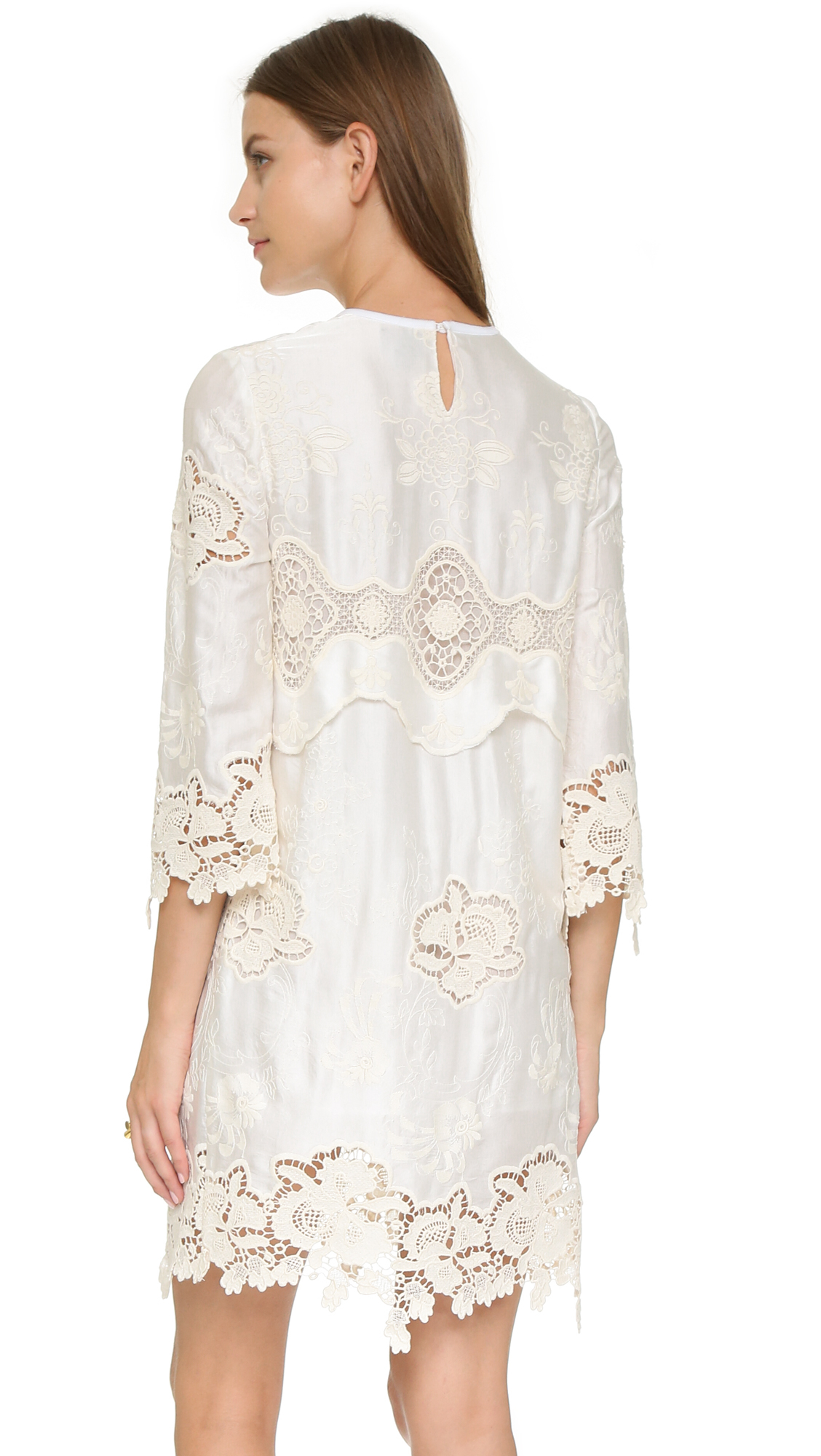 Lyst - Just Cavalli Lace Shift Dress - Off White