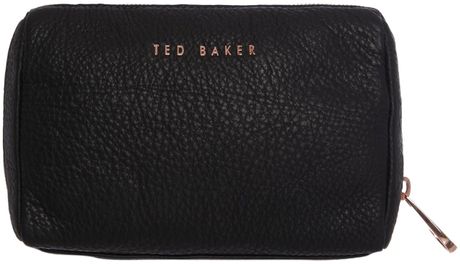 Download Ted Baker Black Leather Cosmetic Bag in Black | Lyst