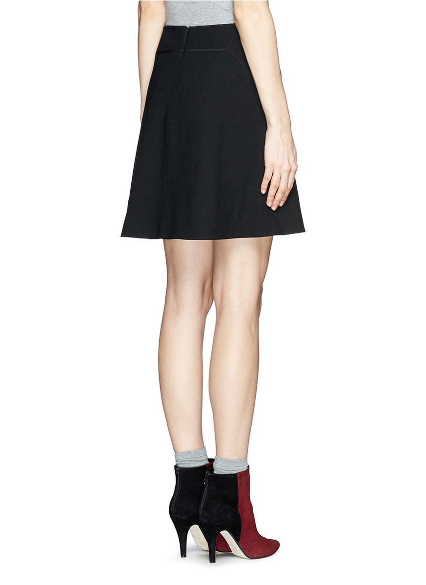 Lyst - Tory Burch 'thea' Wool Crepe Skirt in Black